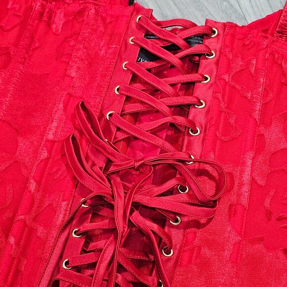 Victoria's Secret VERY SEXY Red VS Archives Satin Corset and Panty Set Size M - Picture 6 of 10